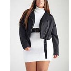 Black Denim Jacket w/Black Sherpa Collard